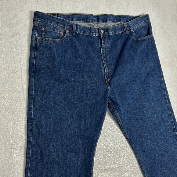 Levis 505 Jeans Mens 52x32 Regular Fit Straight Leg Non-Stretch Blue Stone Wash - Picture 4 of 15